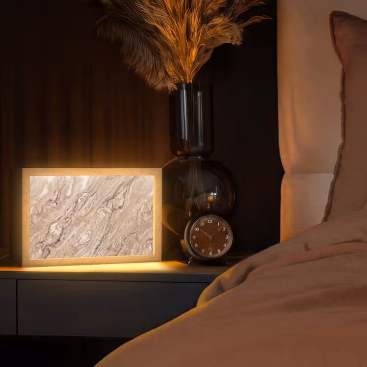 Textuur - Aders - Abstract - Modern - Beige Light Box met kabel (Tafellamp) klein -sfeer1