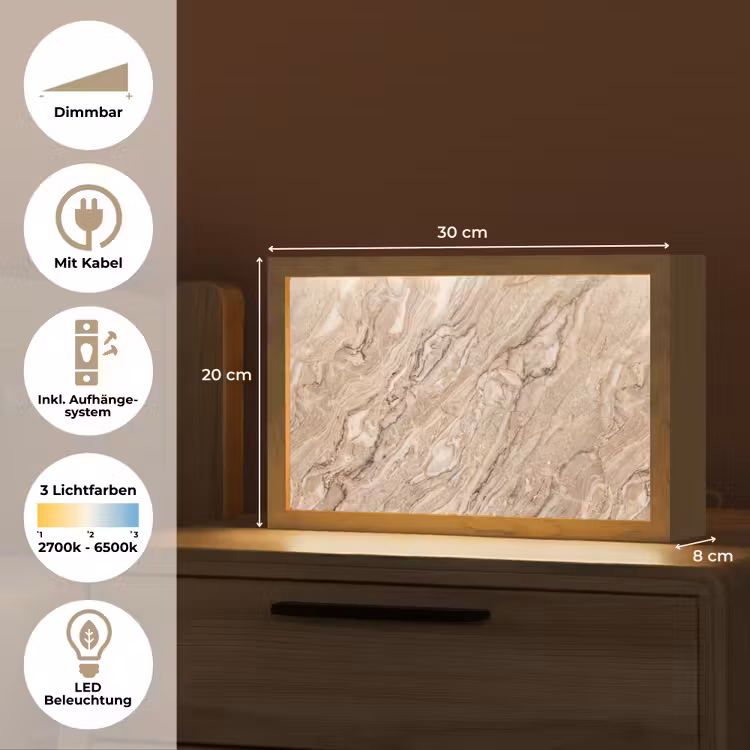 Textuur - Aders - Abstract - Modern - Beige Light Box met kabel (Tafellamp) klein -USP_DE