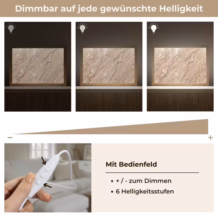 Textuur - Aders - Abstract - Modern - Beige Light Box met kabel (Tafellamp) klein -USP_dimbaarDE