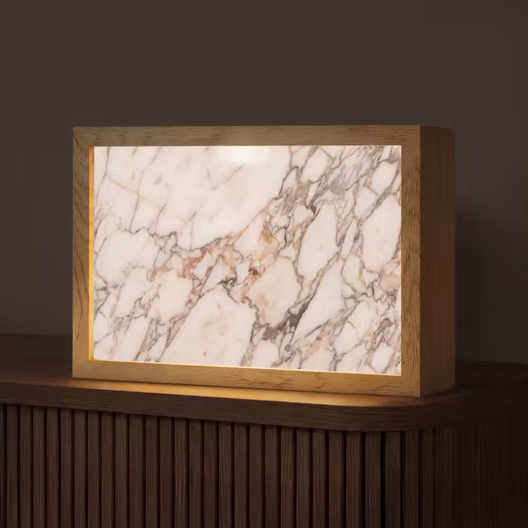 Textuur - Gesteente - Aderen - Abstract - Wit Light Box met kabel (Tafellamp) klein -z3d_website