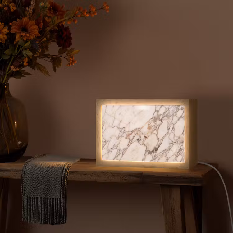 Textuur - Gesteente - Aderen - Abstract - Wit Light Box met kabel (Tafellamp) klein -sfeer4