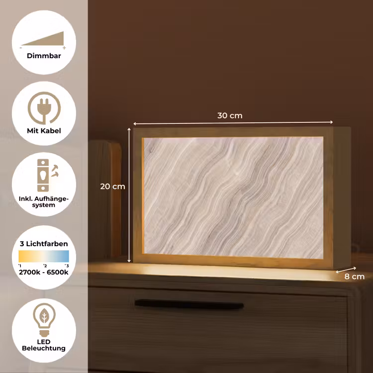 Textuur - Golvend - Abstract - Modern - Beige Light Box met kabel (Tafellamp) klein -USP_DE