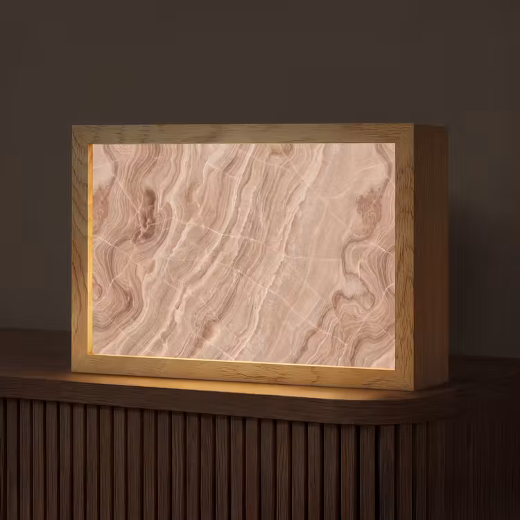 Textuur - Golvend - Abstract - Warm - Bruin Light Box met kabel (Tafellamp) klein -z3d_website