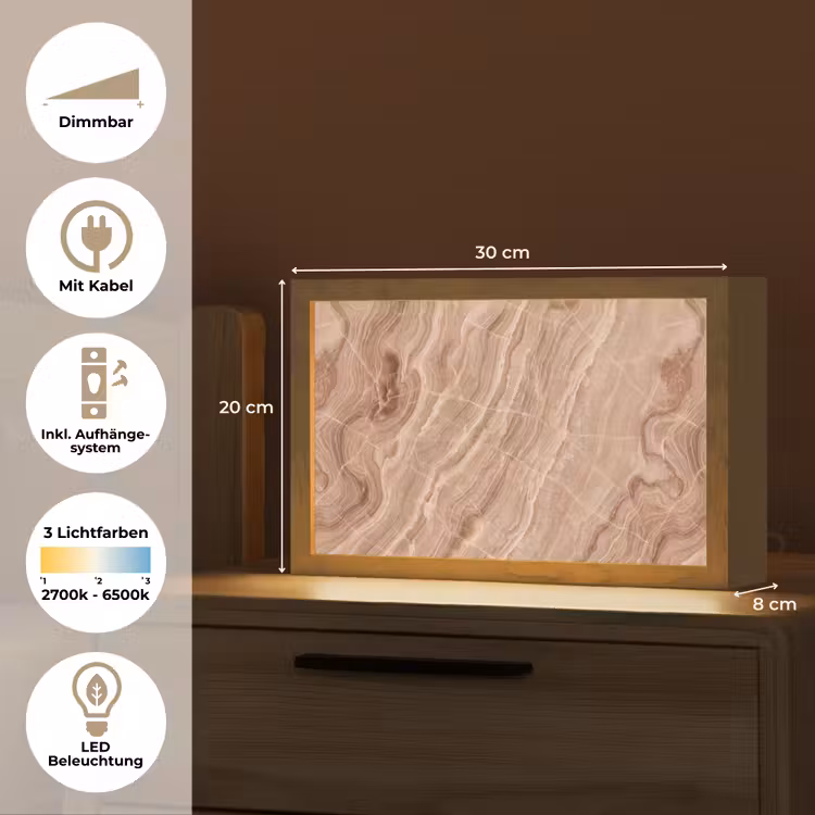Textuur - Golvend - Abstract - Warm - Bruin Light Box met kabel (Tafellamp) klein -USP_DE
