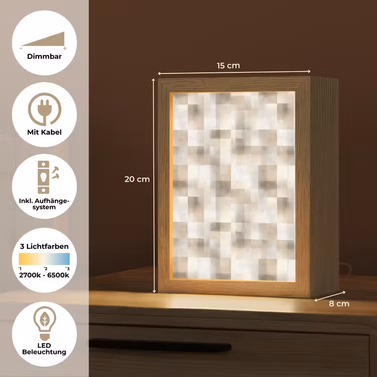 Textuur - Linnen - Beige Light Box met kabel (Tafellamp) klein 925 -USP_DE