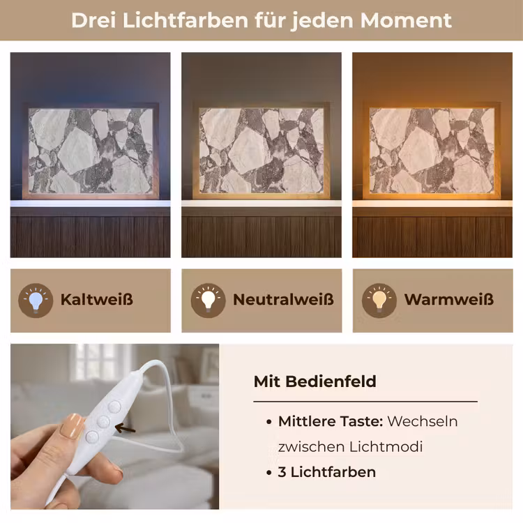 Textuur - Marmer - Abstract - Beige - Bruin Light Box met kabel (Tafellamp) klein -USP_lichtkleurDE