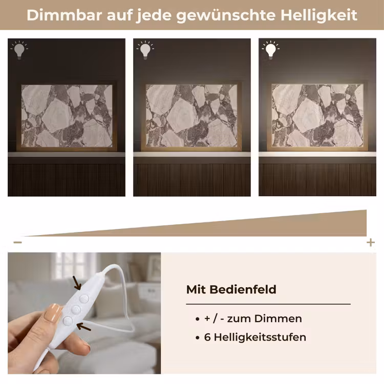 Textuur - Marmer - Abstract - Beige - Bruin Light Box met kabel (Tafellamp) klein -USP_dimbaarDE