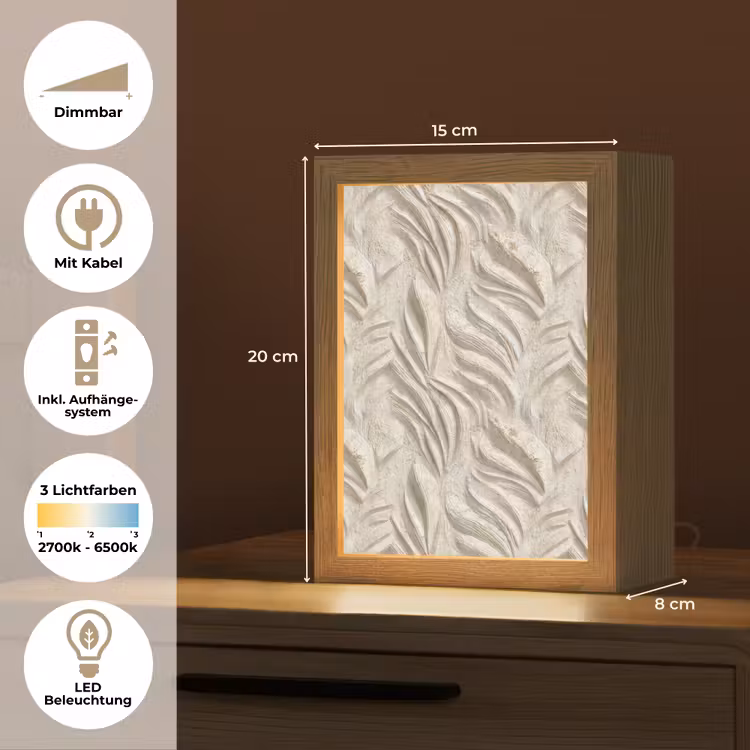 Textuur - Reliëf - Beige Light Box met kabel (Tafellamp) klein 925 -USP_DE