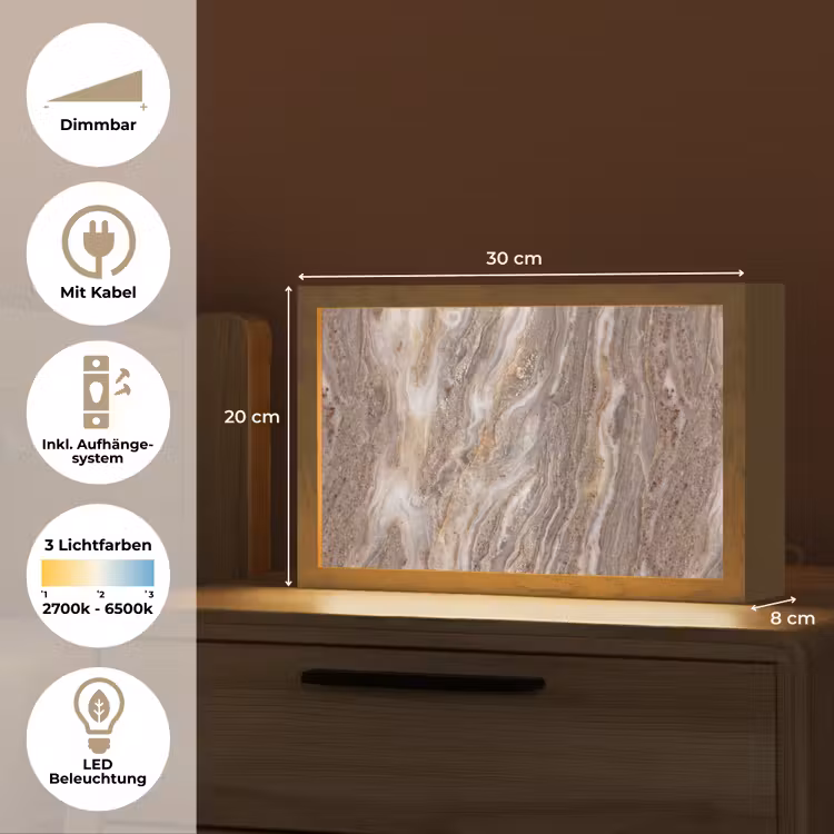 Textuur - Steen - Abstract - Beige Light Box met kabel (Tafellamp) klein -USP_DE
