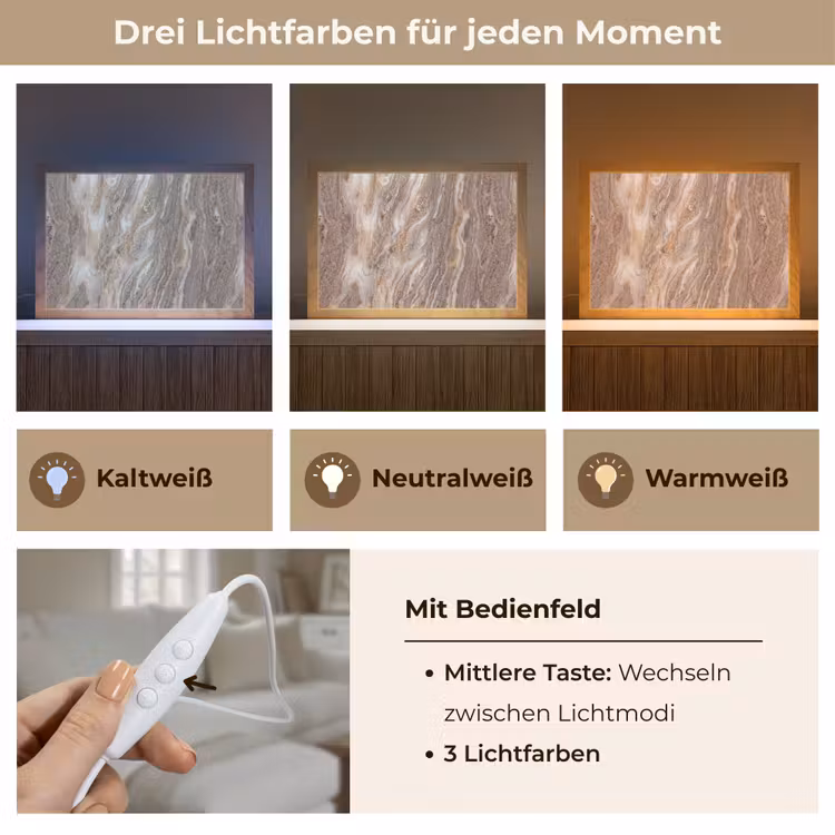 Textuur - Steen - Abstract - Beige Light Box met kabel (Tafellamp) klein -USP_lichtkleurDE