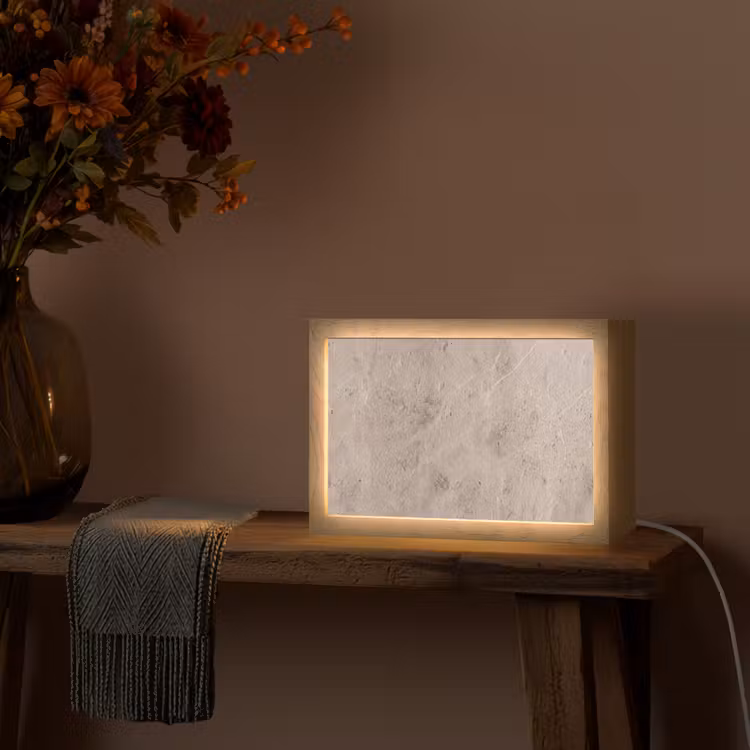 Textuur - Steen - Patroon - Rustiek - Beige Light Box met kabel (Tafellamp) klein -sfeer4