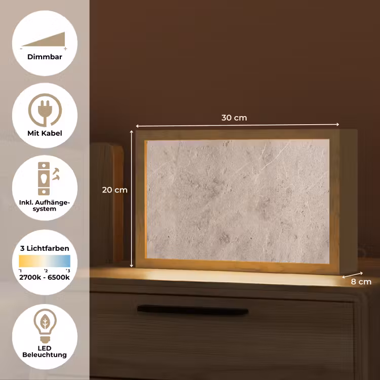Textuur - Steen - Patroon - Rustiek - Beige Light Box met kabel (Tafellamp) klein -USP_DE