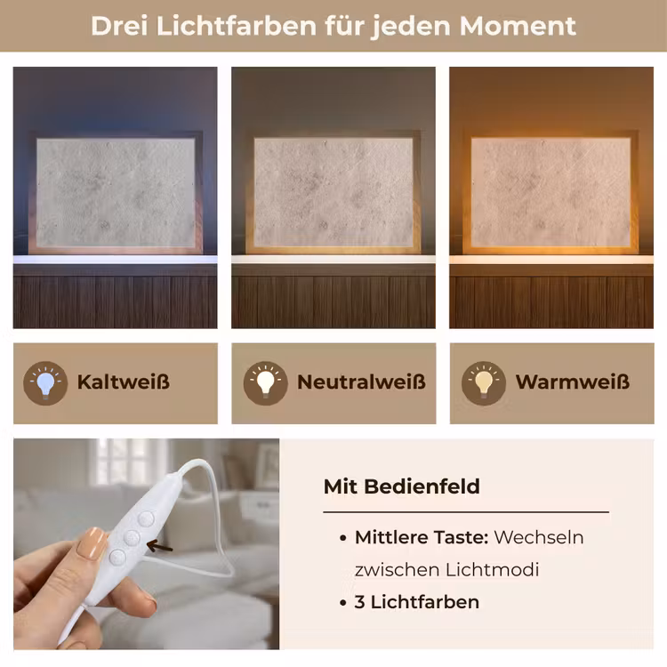 Textuur - Steen - Patroon - Rustiek - Beige Light Box met kabel (Tafellamp) klein -USP_lichtkleurDE