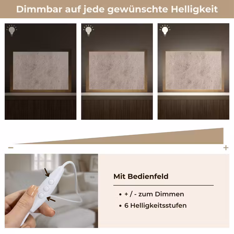 Textuur - Steen - Patroon - Rustiek - Beige Light Box met kabel (Tafellamp) klein -USP_dimbaarDE