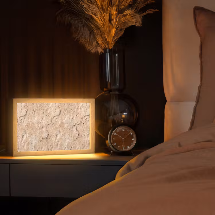 Textuur - Steen - Natuur - Beige Light Box met kabel (Tafellamp) klein -sfeer1