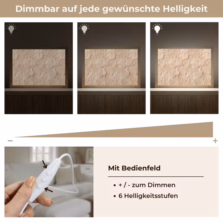 Textuur - Steen - Natuur - Beige Light Box met kabel (Tafellamp) klein -USP_dimbaarDE