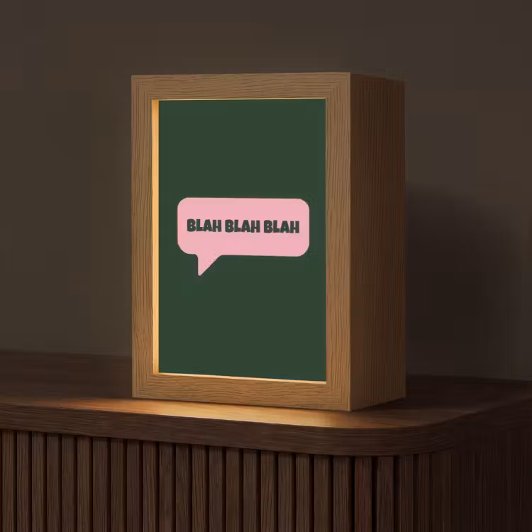 Tekstwolk - BLAH BLAH BLAH - Roze Light Box met kabel (Tafellamp) klein -z3d_website