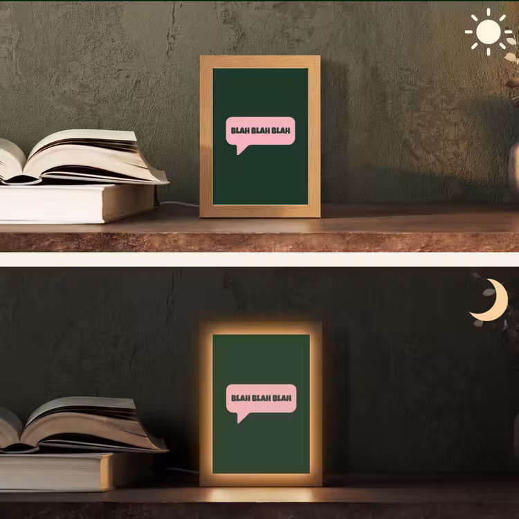 Tekstwolk - BLAH BLAH BLAH - Roze Light Box met kabel (Tafellamp) klein -sfeer3