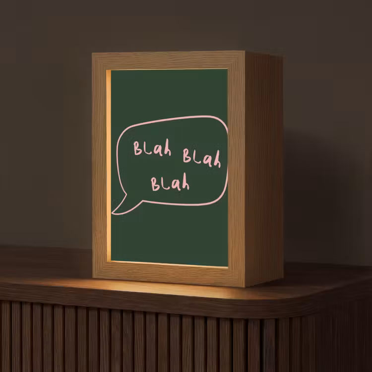 Tekstwolkje - Donkergroen - BLAH BLAH BLAH Light Box met kabel (Tafellamp) klein -z3d_website