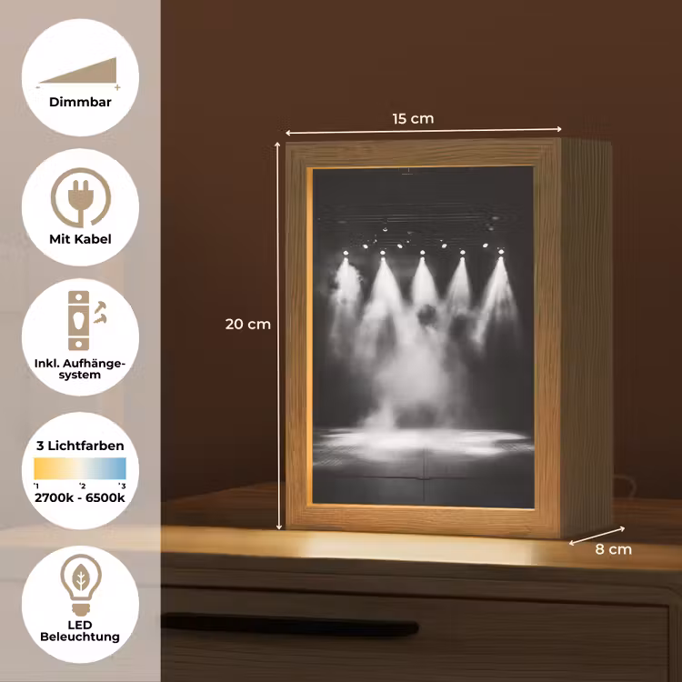 Theaterzaal - Mist - Spotlights - Zwart Light Box met kabel (Tafellamp) klein -USP_DE
