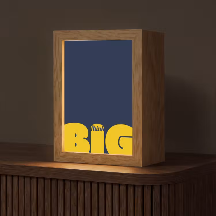 Think big - Blauw - Geel Light Box met kabel (Tafellamp) klein -z3d_website