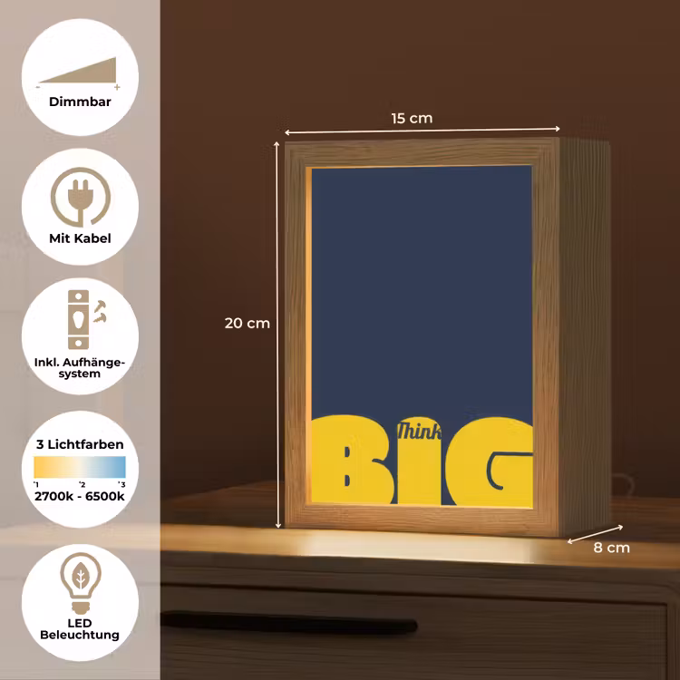 Think big - Blauw - Geel Light Box met kabel (Tafellamp) klein -USP_DE