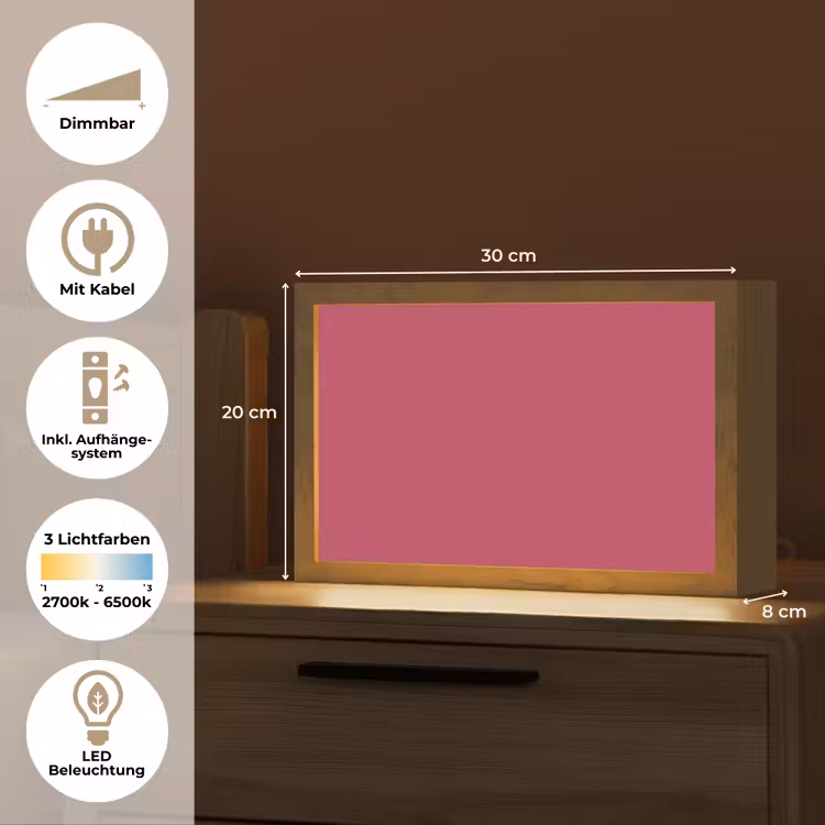Deep - Berry - Rood Light Box met kabel (Tafellamp) klein 924 -USP_DE