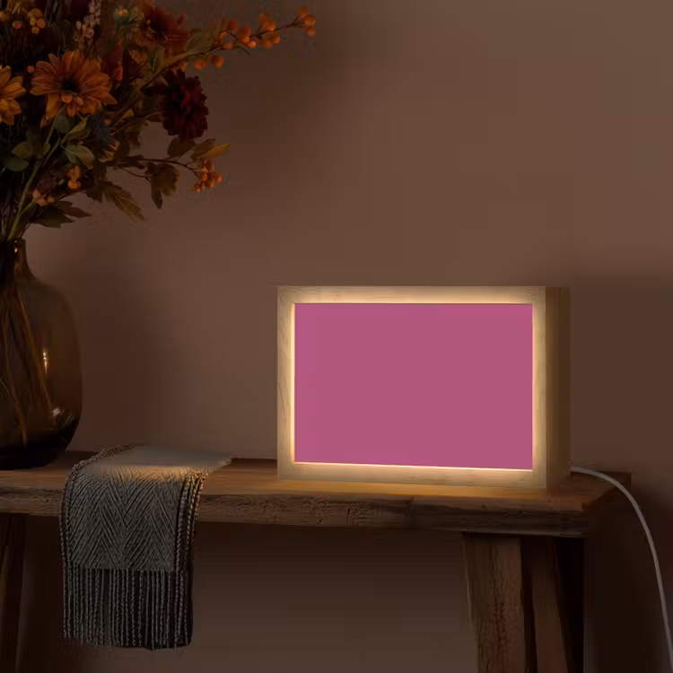Deep - Magenta - Paars Light Box met kabel (Tafellamp) klein 924 -sfeer4