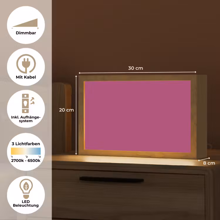 Deep - Magenta - Paars Light Box met kabel (Tafellamp) klein 924 -USP_DE