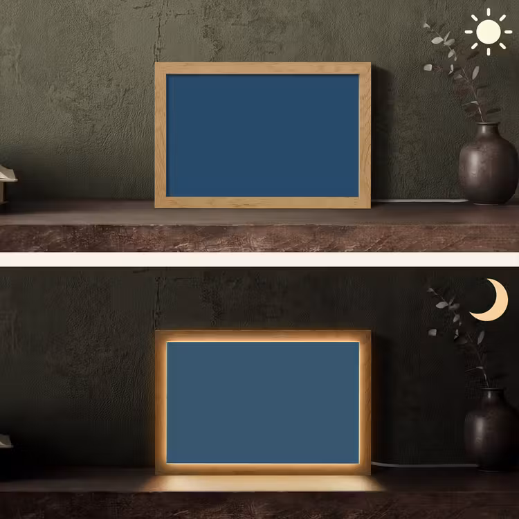 Deep - Ocean - Blauw Light Box met kabel (Tafellamp) klein 924 -sfeer3