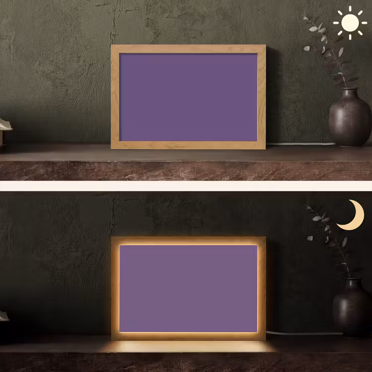 Deep - Plum - Paars Light Box met kabel (Tafellamp) klein 924 -sfeer3