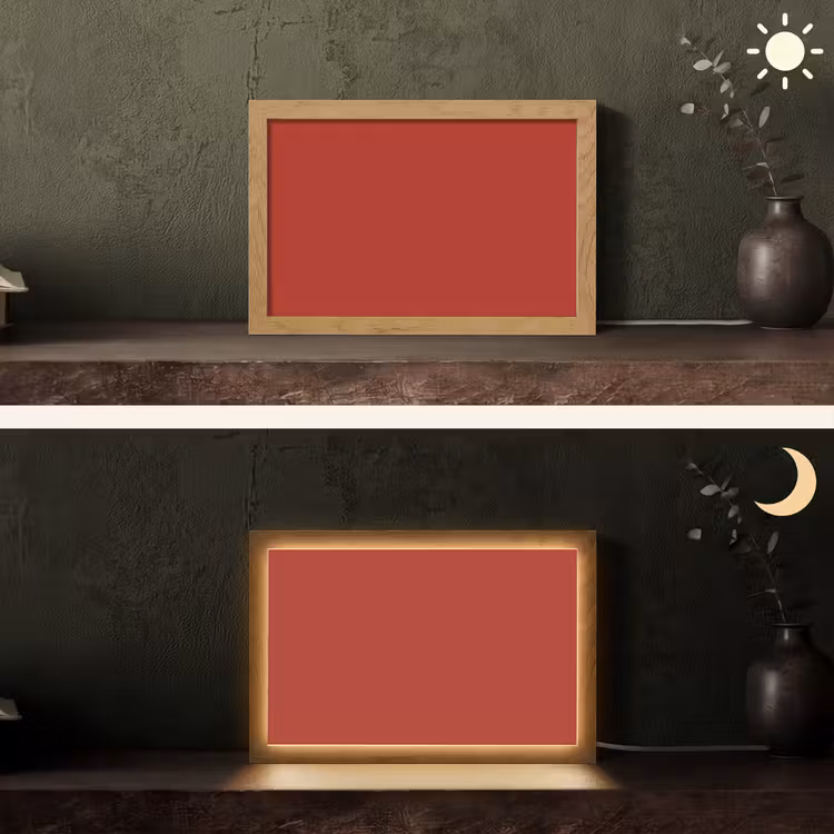 Deep - Crimson - Rood Light Box met kabel (Tafellamp) klein 924 -sfeer3