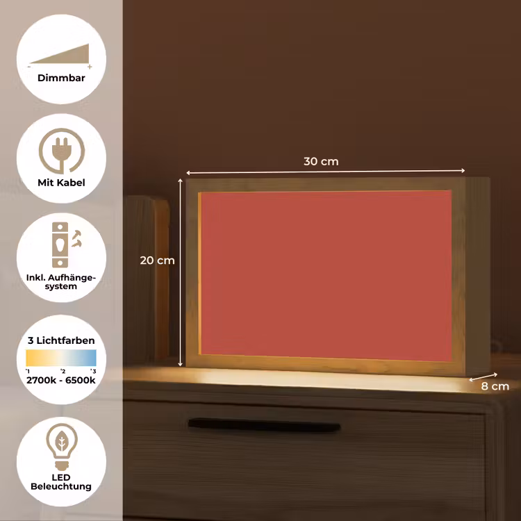Deep - Crimson - Rood Light Box met kabel (Tafellamp) klein 924 -USP_DE