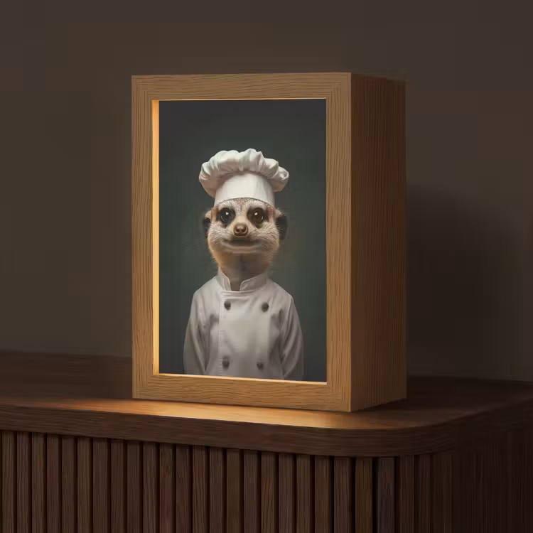 Dier - Kok - Stokstaartje Light Box met kabel (Tafellamp) klein -z3d_website