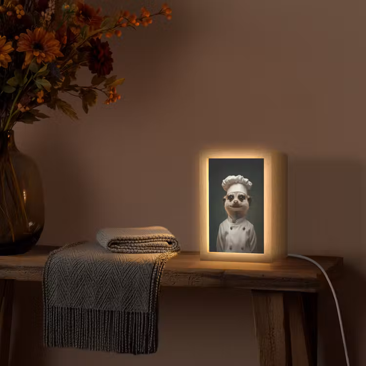 Dier - Kok - Stokstaartje Light Box met kabel (Tafellamp) klein -sfeer4