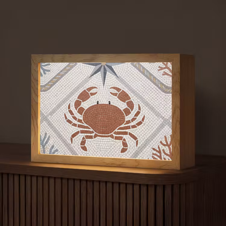 Dier - Mozaïek - Zee - Klassiek - Bruin Light Box met kabel (Tafellamp) klein -z3d_website
