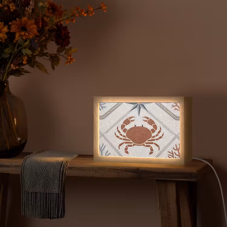 Dier - Mozaïek - Zee - Klassiek - Bruin Light Box met kabel (Tafellamp) klein -sfeer4