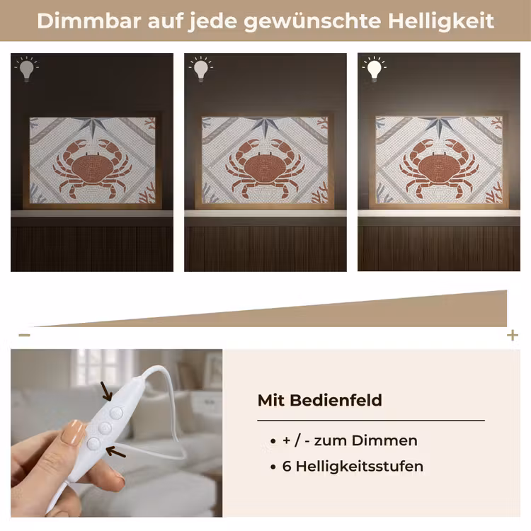 Dier - Mozaïek - Zee - Klassiek - Bruin Light Box met kabel (Tafellamp) klein -USP_dimbaarDE