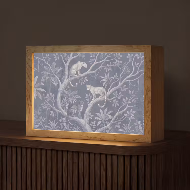 Dieren - Jungle - Illustratie - Bomen - Blauw Light Box met kabel (Tafellamp) klein -z3d_website