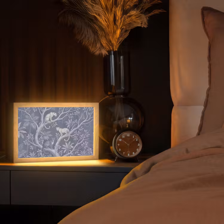 Dieren - Jungle - Illustratie - Bomen - Blauw Light Box met kabel (Tafellamp) klein -sfeer1