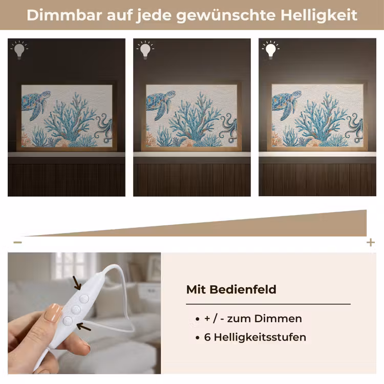 Dieren - Onderwater - Natuur - Mozaïek - Blauw Light Box met kabel (Tafellamp) klein -USP_dimbaarDE