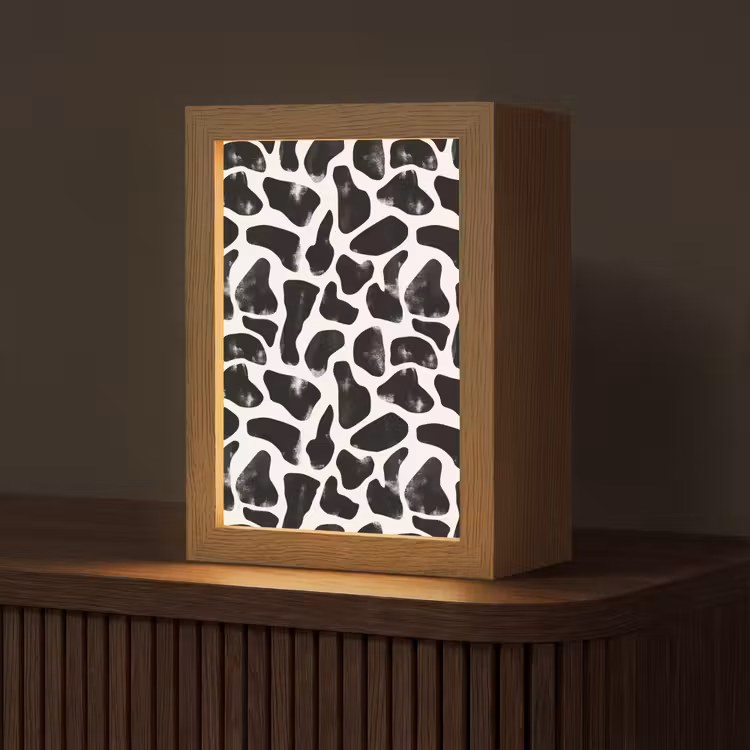 Dierenpatroon - Vlekken - Zwart - Wit Light Box met kabel (Tafellamp) klein 925 -z3d_website