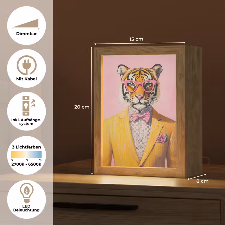 Tijger - Bril - Geel - Jasje Light Box met kabel (Tafellamp) klein -USP_DE