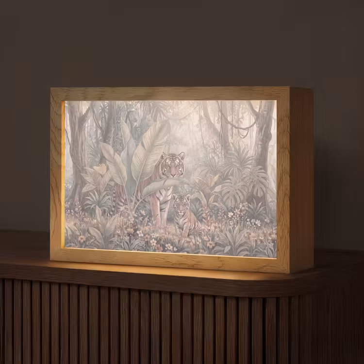 Tijger - Welp - Jungle - Illustratie - Dieren Light Box met kabel (Tafellamp) klein -z3d_website