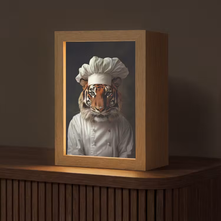 Tijger - Kokskleding - Bruin Light Box met kabel (Tafellamp) klein -z3d_website