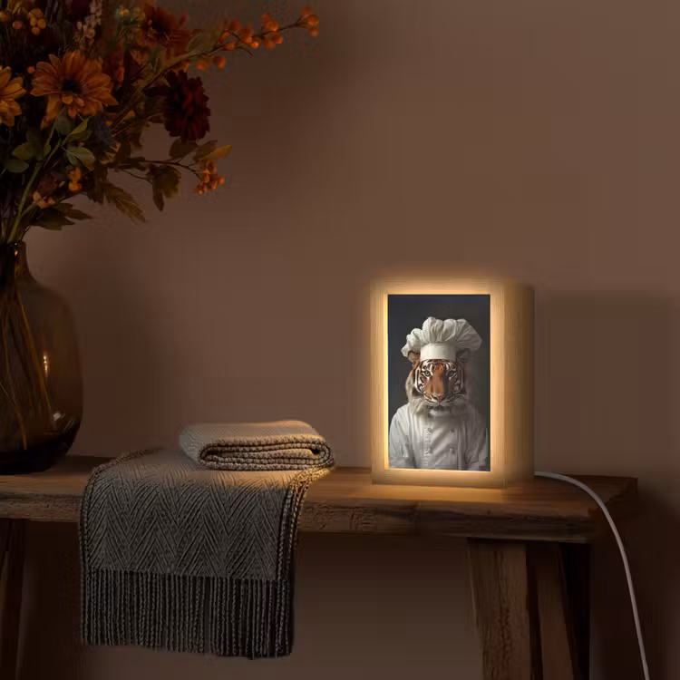 Tijger - Kokskleding - Bruin Light Box met kabel (Tafellamp) klein -sfeer4