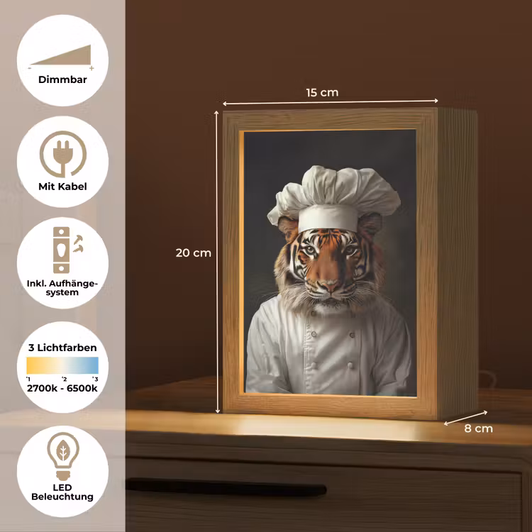 Tijger - Kokskleding - Bruin Light Box met kabel (Tafellamp) klein -USP_DE