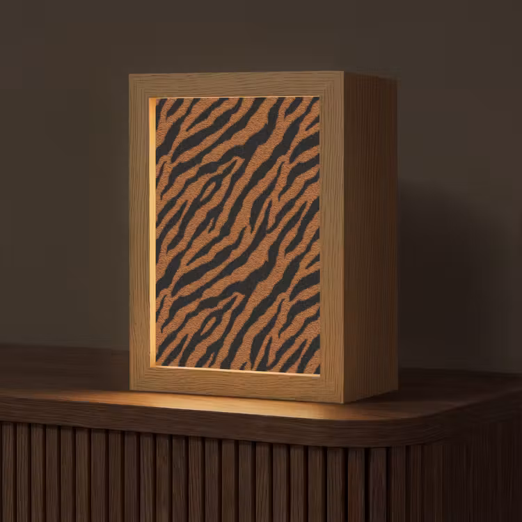 Tijger - Vacht - Zwart Light Box met kabel (Tafellamp) klein 925 -z3d_website