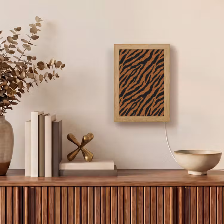 Tijger - Vacht - Zwart Light Box met kabel (Tafellamp) klein 925 -sfeer2