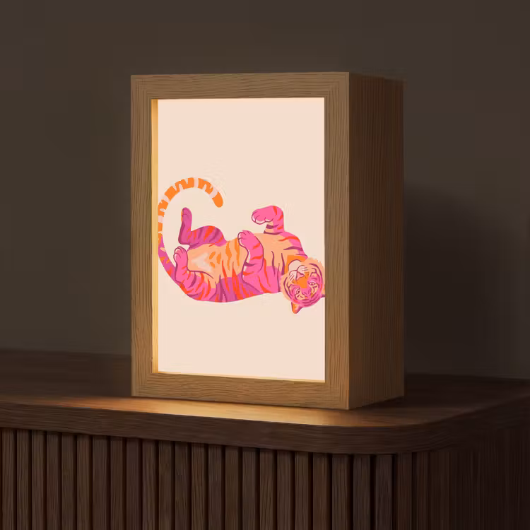 Tijger - Roze - Oranje Light Box met kabel (Tafellamp) klein -z3d_website
